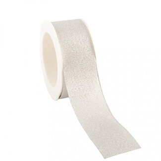 4A Ruban “Flare” | Couleur: Argent | Décoration de Noël | Largeur 38 millimètres | Longueur 20 mètres | Par rouleau