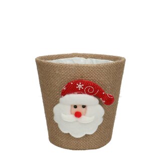4A Cache-pot “Santa” | Couleur : Brun clair | Décoration de Noël | Diamètre 13.5 centimètre | Hauteur 13 centimètre | Par 12 cache-pots