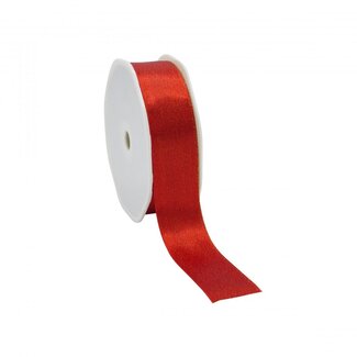 4A Ruban satiné “Luxury” | Couleur : Rouge | Décoration de Noël | Largeur 25 millimètres | Longueur 20 mètres | Par rouleau