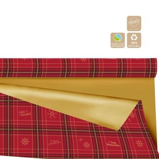 4A Papier auf Rolle Duo Mat “Glasgow” Clayrton | Farbe: Goldfarben | Weihnachtsdekoration | Breite 80 Zentimeter | Länge 25 Meter | Pro Rolle