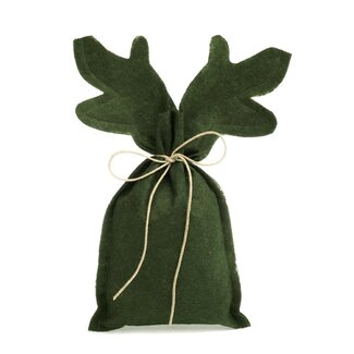 4A Sac renne | Couleur : Vert | Décoration de Noël | Longueur 21 centimètres | Hauteur 28 centimètres | Par 5 sacs