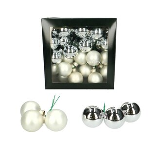 4A Christbaumkugel-Stecker | Farbe: Silber | Weihnachtsdekoration | Glänzende und matte Christbaumkugeln | Durchmesser 4 Zentimeter | Pro 36 Stecker