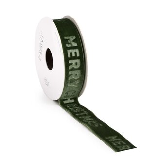4A Ruban en velours “Velvet Christmas” | Couleur : Vert | Décoration de Noël | Largeur 25 millimètres | Longueur 5 mètres | Par rouleau