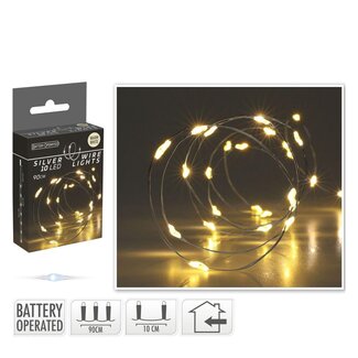 4A Guirlande lumineuse LED 10 lumières | Couleur : Argent | Décoration de Noël | Longueur 90 centimètres | piles incluses | Par guirlande