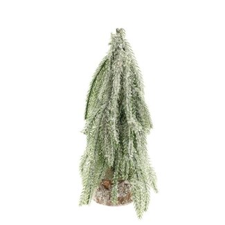 4A Sapin de Noël givré | Couleur : Vert | Décoration de Noël | Diamètre 16 centimeter | Hauteur 27 centimeter | Par 8 sapins de Noël