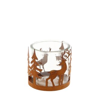 4A Porte-bougie chauffe-plat Renne | Couleur : Brun | Décoration de Noël | Diamètre 10 centimeter | Hauteur 10 centimeter | Par 12 porte-bougies chauffe-plat