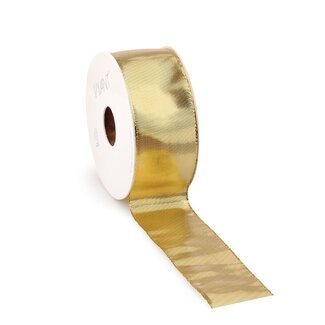 4A Ruban métallisé | Couleur : Or | Décoration de Noël | Largeur 40 millimètres | Longueur 25 mètres | Par rouleau