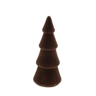 4A Beflockter Weihnachtsbaum | Farbe: Braun | Weihnachtsdekoration | Durchmesser 10 Zentimeter | Höhe 25 Zentimeter | Pro 12 Weihnachtsbäume