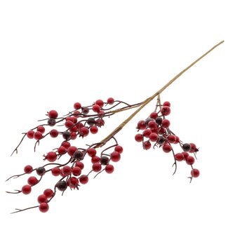 4A Branche à baies | Couleur : Rouge | Décoration de Noël | Longueur 70 centimètres | Par 12 branches