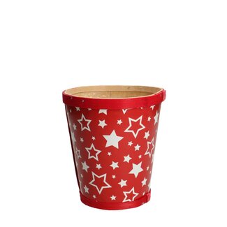 4A Pot de fleurs en bois “Stars” | Couleur : Rose Blanc | Décoration de Noël | Diamètre 13 centimètres | Hauteur 14 centimètres | Par 10 pots