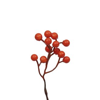 4A Branche à baies orange | Couleur : orange | Décoration de Noël | Longueur 17 centimètres | Par 12 branches