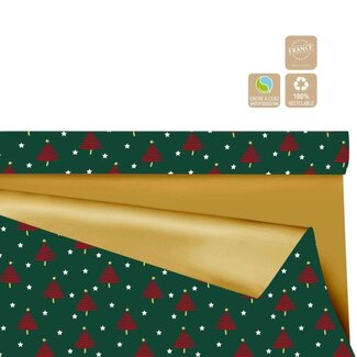 4A Papier en rouleau Duo Mat “Alberi” Clayrton | Couleur : Doré | Décoration de Noël | Largeur 80 centimètres | Longueur 25 mètres | Par rouleau
