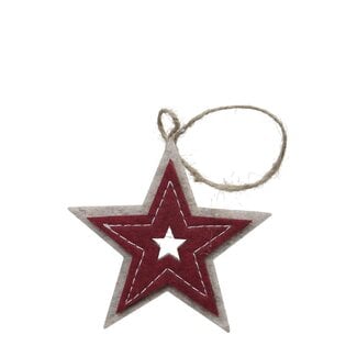 4A Felt Star Hanger | Colour: Dark Red | Christmas Decoration | Diameter 9 centimetres | Per 6 hangers