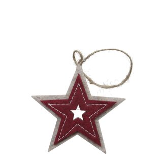 4A Suspension étoile en feutre | Couleur : Rouge foncé | Décoration de Noël | Diamètre 9 centimètres | Par 6 suspensions