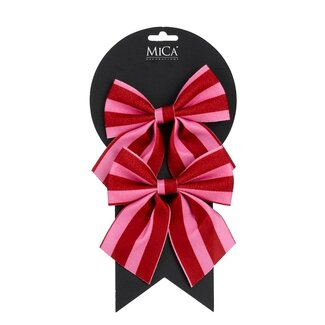 4A Nœuds | Couleur : Rose | Décoration de Noël | Longueur 13 centimètres | Largeur 12 centimètres | Par 2 nœuds