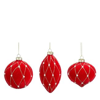 4A Kugelornamente sortiert | Farbe: Rot | Weihnachtsdekoration | Durchmesser 8 Zentimeter | Pro 12 Ornamente
