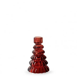 4A Bougeoir sapin de Noël | Couleur : Rouge | Décoration de Noël | Diamètre 8 centimètres | Hauteur 13 centimètres | Par 12 bougeoirs