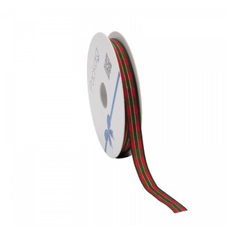 4A Ruban "Xmas Ruit" | Couleur : Rouge Vert | Décoration de Noël | Largeur 10 millimètres | Longueur 15 mètres | Par rouleau