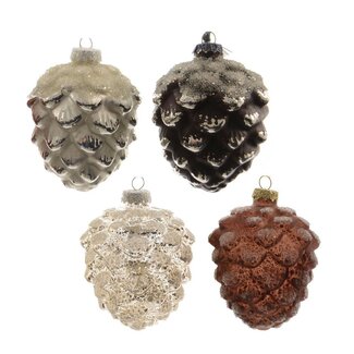 4A Tannenzapfen-Weihnachtskugeln | Farbe: Gemischte Farben | Weihnachtsdekoration | Durchmesser 7 Zentimeter | Höhe 10 Zentimeter | Pro 12 Tannenzapfen
