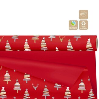 4A Papier auf Rolle Duo Matt “Vanessa” Clayrton | Farbe: Rot | Weihnachtsdekoration | Breite 70 Zentimeter | Länge 40 Meter | Pro Rolle