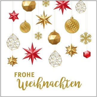 4A Carte de Noël « Noël » | Couleur : Blanc Or Rouge | Décoration de Noël | Longueur 7 centimètres | Largeur 7 centimètres | Par 20 cartes