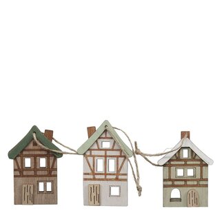 4A Anhänger aus Holz in Häuschenform | Farbe: Braun Grün | Weihnachtsdekoration | Länge 5.5 Zentimeter | Höhe 8.5 Zentimeter | Pro 3 Anhänger