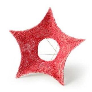 4A Porte-bouquet étoile en sisal | Couleur : Rouge | Décoration de Noël | Diamètre 25 centimètres | Par 10 supports