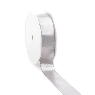 4A Ruban métallisé | Couleur : Argent | Décoration de Noël | Largeur 25 millimètres | Longueur 25 mètres | Par rouleau