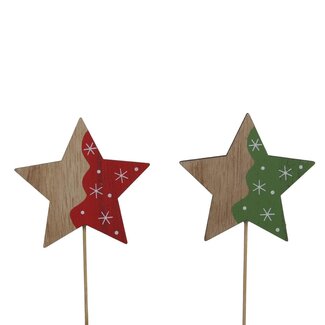 4A Sternstecker | Farbe: Gemischte Farben | Weihnachtsdekoration | Länge Stecker ± 20 Zentimeter | Durchmesser Stern 8 Zentimeter | Pro 12 Sternstecker