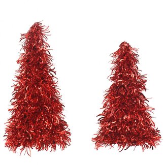 4A Sapins de Noël "Shiney" Ensemble de 2 | Couleur : Rouge | Décoration de Noël | Diamètre 11 centimètres | Hauteur 30 centimètres | Par ensemble