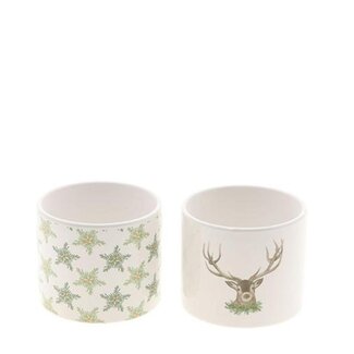 4A Pot de fleurs en céramique “Skog” | Couleur : Couleurs mélangées | Décoration de Noël | Diamètre 12 centimètres | Hauteur 10 centimètres | Par 12 pots