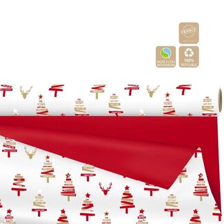 4A Papier sur rouleau Duo Mat “Vanessa” Clayrton | Couleur : Couleurs mélangées | Décoration de Noël | Largeur 70 centimètres | Longueur 40 mètres | Par rouleau