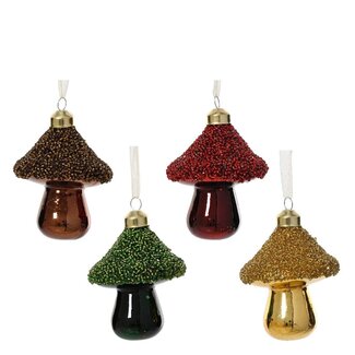 4A Pilz-Weihnachtskugeln | Farbe: Gemischte Farben | Weihnachtsdekoration | Durchmesser 9 Zentimeter | Pro 12 Weihnachtskugeln