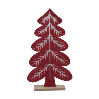 4A Décoration de sapin de Noël | Couleur : Rouge | Décoration de Noël | Diamètre 18 centimètres | Hauteur 31 centimètres | Par 6 sapins de Noël