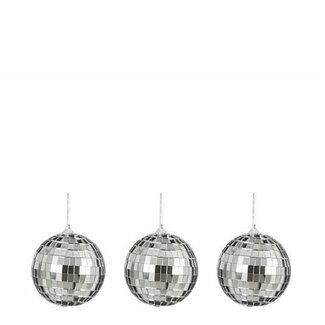 4A Boules miroir Boules de Noël | Couleur : Argent | Décoration de Noël | Diamètre 8 centimètres | Par 3 boules miroir
