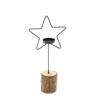 4A Porte-bougie chauffe-plat étoile | Couleur : Noir | Décoration de Noël | Diamètre 15 centimètres | Hauteur 33 centimètres | Par 4 porte-bougies chauffe-plat