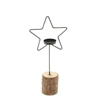 4A Ster Theelichthouder | Kleur: Zwart | Kerst Decoratie | Diameter 15 centimeter | Hoogte 33 centimeter | Per 4 theelichthouders