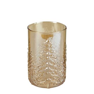 4A Glasvase mit Weihnachtsbaum | Farbe: Hellbraun | Weihnachtsdekoration | Durchmesser 14 Zentimeter | Höhe 20 Zentimeter | Pro 12 Weihnachtsbäume