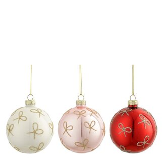 4A Boules de Noël en forme de nœud | Couleur : Couleurs mélangées | Décoration de Noël | Diamètre 8 centimètres | Par 12 boules de Noël