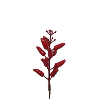 4A Décoration branche de piments | Couleur : Rouge | Décoration de Noël | Longueur 19 centimètres | Par 8 branches