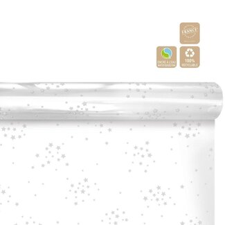 4A Papier en Rouleau “Starry” Clayrton | Couleur : Blanc | Décoration de Noël | Largeur 70 centimètres | Longueur 50 mètres | Par rouleau