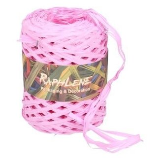 4A Ruban de raphia | Couleur : Rose clair | Largeur 13 millimètres | Longueur 200 mètres | Par rouleau