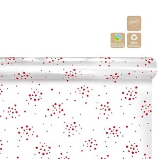 4A Papier auf Rolle “Starry” Clayrton | Farbe: Rot | Weihnachtsdekoration | Breite 70 Zentimeter | Länge 50 Meter | Pro Rolle