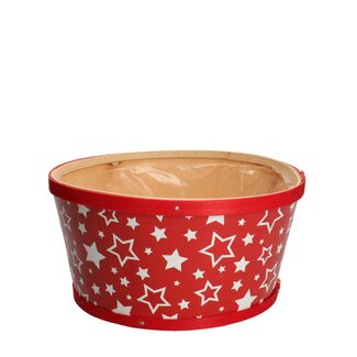 4A Hölzerner Blumentopf “Stars” | Farbe: Rosa Weiß | Weihnachtsdekoration | Durchmesser 22 Zentimeter | Höhe 11 Zentimeter | Pro 10 Töpfe