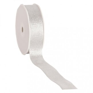 4A Band “Flare” | Farbe: Silber | Weihnachtsdekoration | Breite 25 Millimeter | Länge 20 Meter | Pro Rolle
