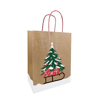 4A Sacs en papier “Pinora” Clayrton | Couleur : Marron clair | Décoration de Noël | Longueur 18 centimètre | Largeur 8 centimètre | Hauteur 22 centimètre | Par 50 sacs