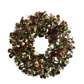4A Couronne "Shiney" | Couleur : Vert Rouge | Décoration de Noël | Diamètre 38 centimètres | Par couronne