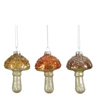 4A Pilz-Weihnachtskugeln | Farbe: Gemischte Farben | Weihnachtsdekoration | Durchmesser 6 Zentimeter | Höhe 8 Zentimeter | Pro 6 Pilze