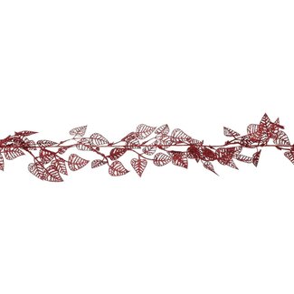 4A Blättergirlande | Farbe: Rot | Weihnachtsdekoration | Länge 1.8 Meter | Pro Girlande