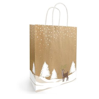 4A Sacs en papier “Tino” Clayrton | Couleur : Brun clair | Décoration de Noël | Longueur 23 centimètres | Largeur 12 centimètres | Hauteur 30 centimètres | Par 50 sacs